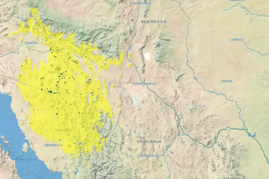 Yucca arizonica Native Range