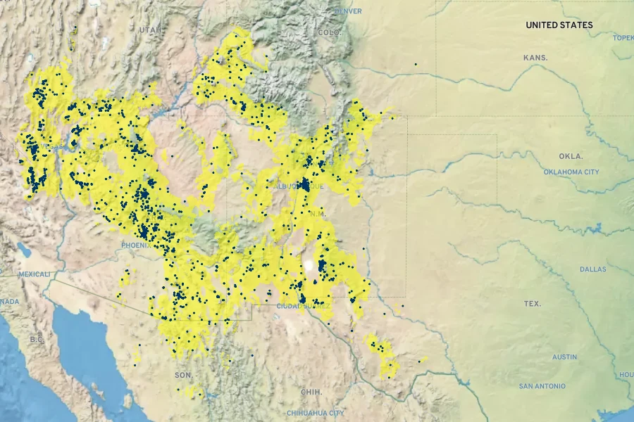 Yucca baccata Native Range