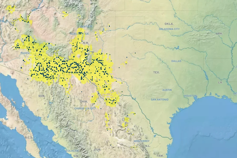 Yucca elata Native Range