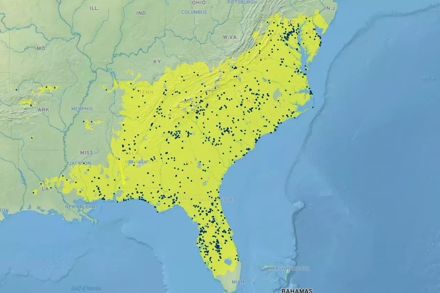 Yucca filamentosa Native Range