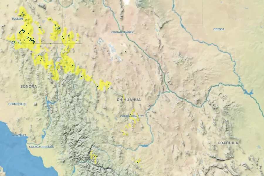 Yucca schottii Native Range