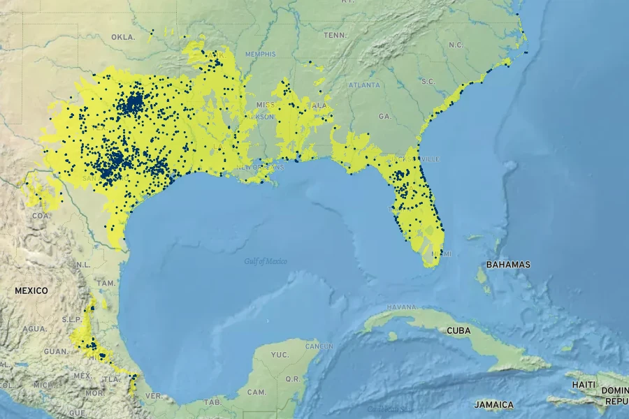 Zanthoxylum clava-herculis Native Range