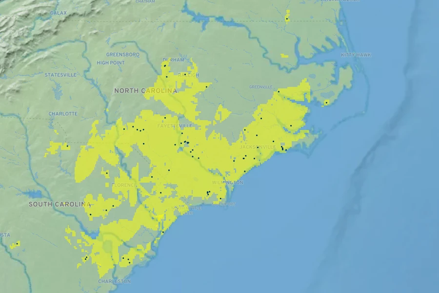 Zenobia pulverulenta Native Range