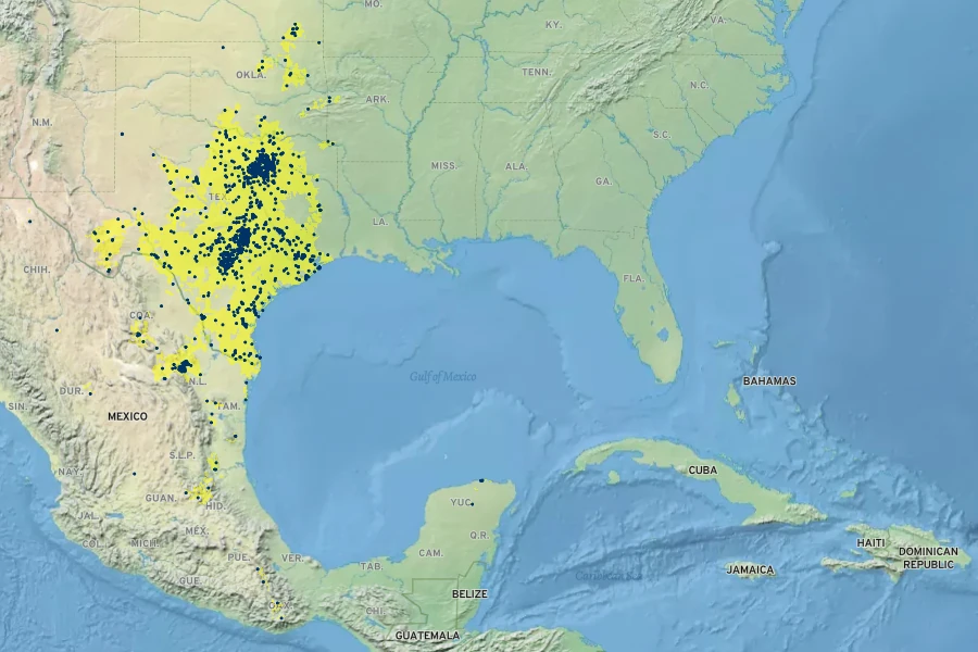 Zephyranthes chlorosolen Native Range