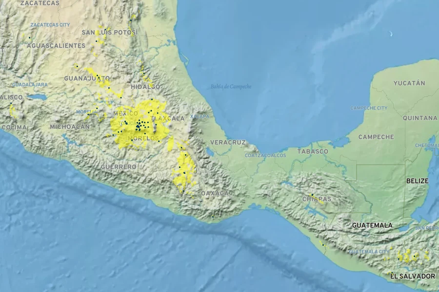 Zephyranthes minuta Native Range