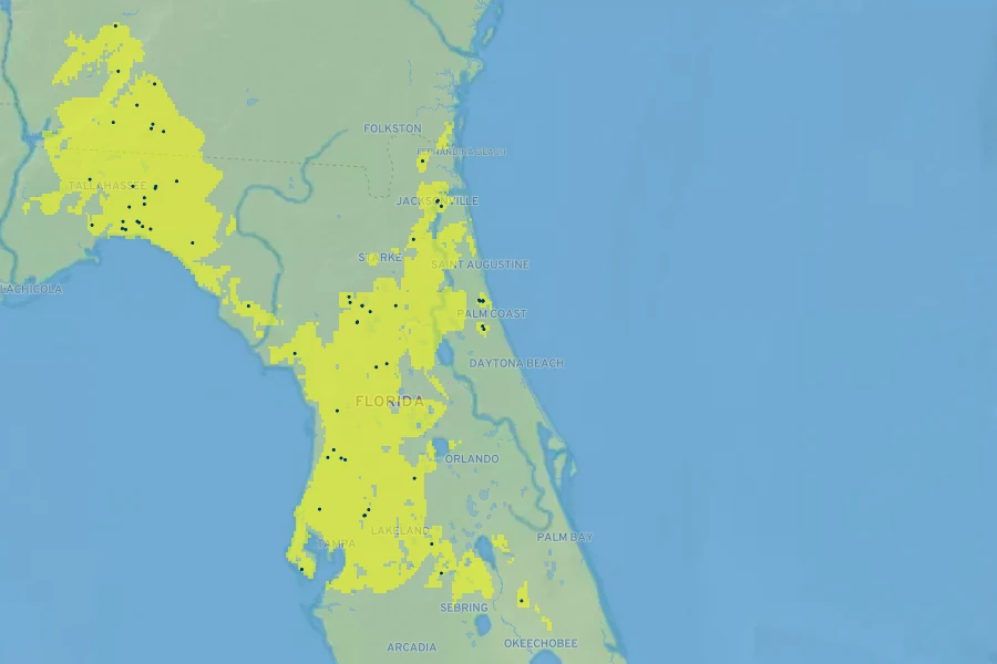 Zephyranthes treatiae Native Range