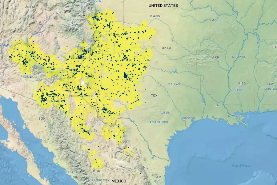 Zinnia grandiflora Native Range