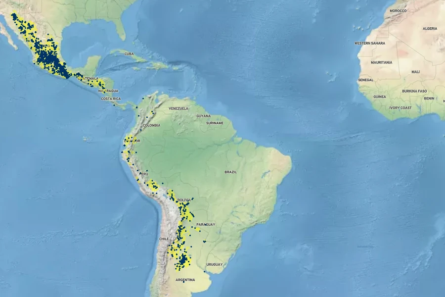 Zinnia peruviana Native Range