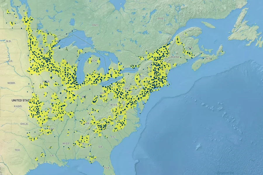 Zizia aurea Native Range