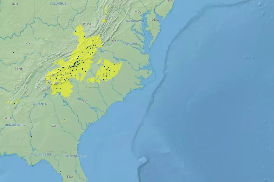 Zizia trifoliata Native Range